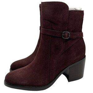 PLEASE READ Edelman Womens Shoes Simona Boots Burgundy Red Leather Heeled Chunky